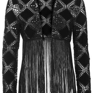 Vintage Topshop Boutique Crochet Fringe Cardigan sz 2
